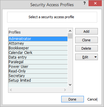 security access window overview management profile customizing abacus
