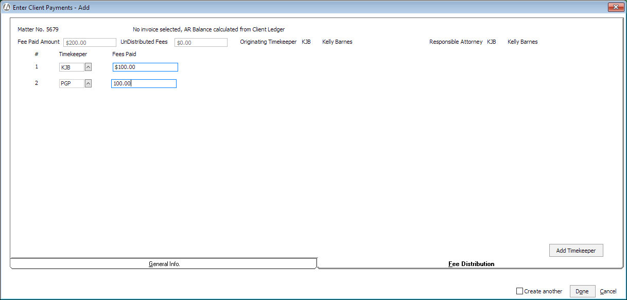 Allocate Fee Distribution for Payments on Account
